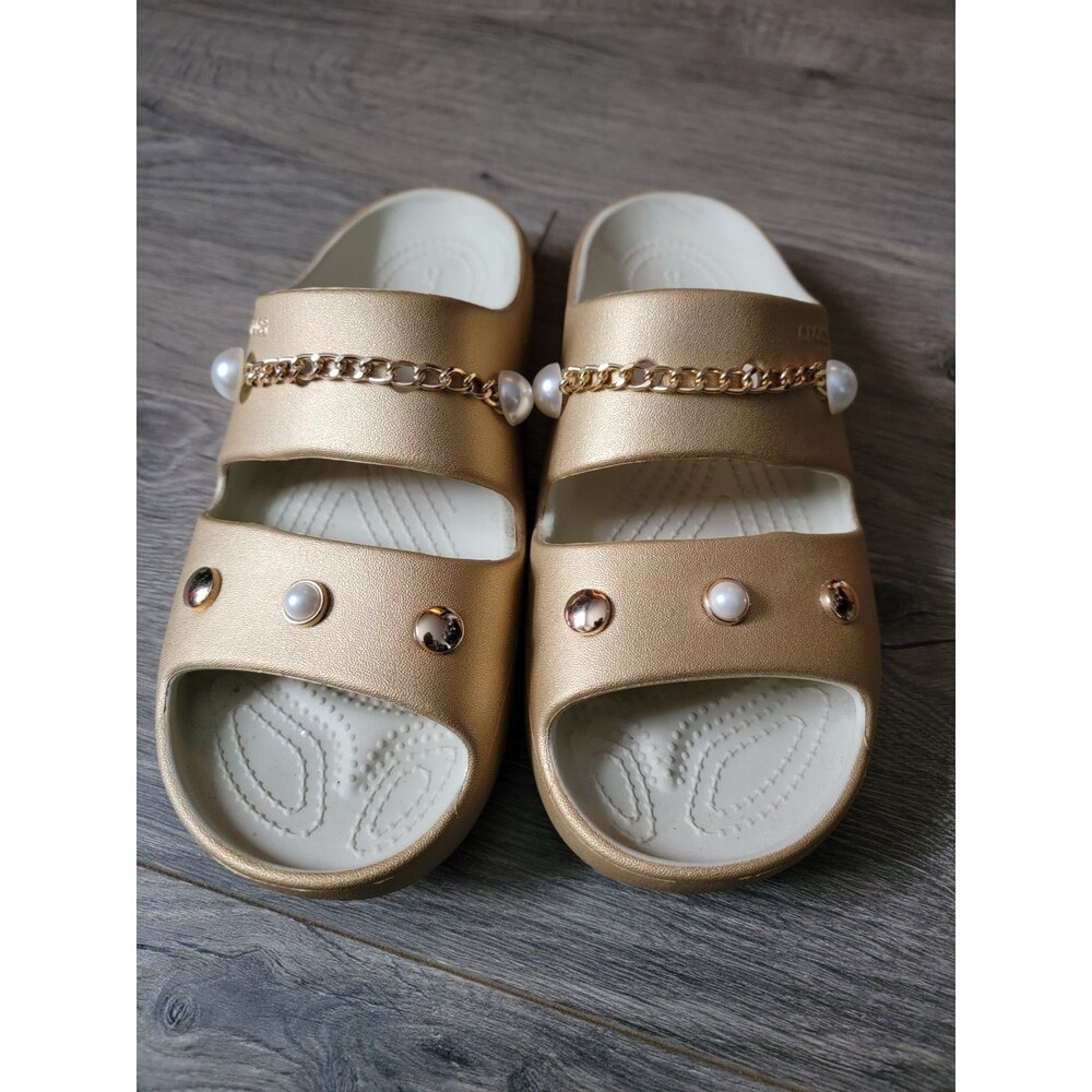Crocs Unisex Classic Gold Metallic Two Strap Sandals 209970-710 M6/W8